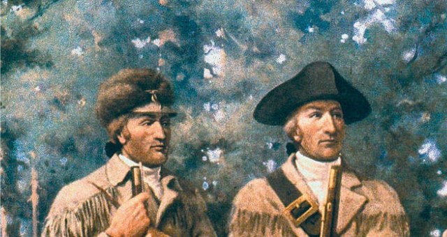 Meriwether Lewis and William Clark in mural at Montana State Capitol